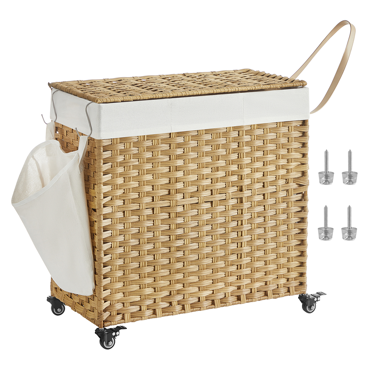 Καλάθι Απλύτων 3 Θέσεων Με Ροδάκια (66x33x66) Songmics LCB363N01