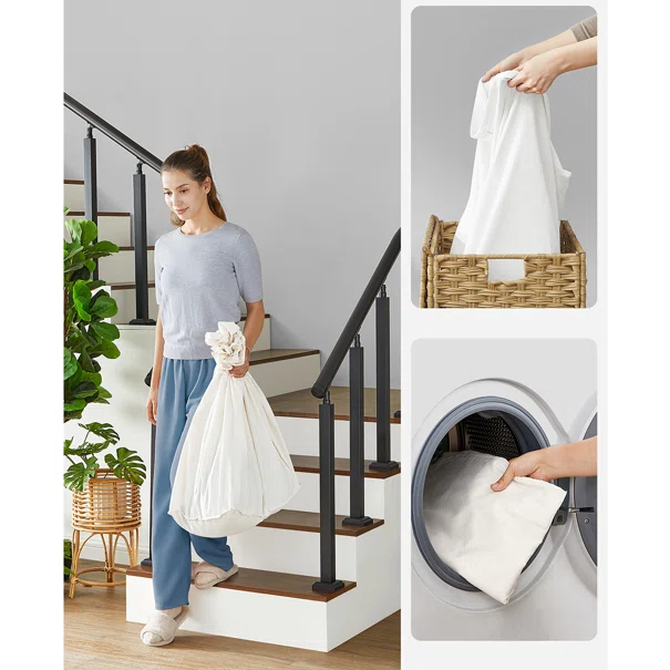 Καλάθι Απλύτων 3 Θέσεων Με Ροδάκια (66x33x66) Songmics LCB363N01