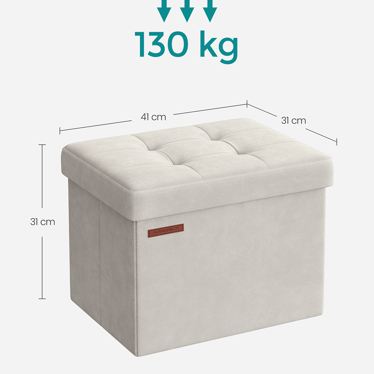 Σκαμπό με Αποθηκευτικό Χώρο (41X31X31) Songmics Lsf200W01 Έπιπλα Spitishop