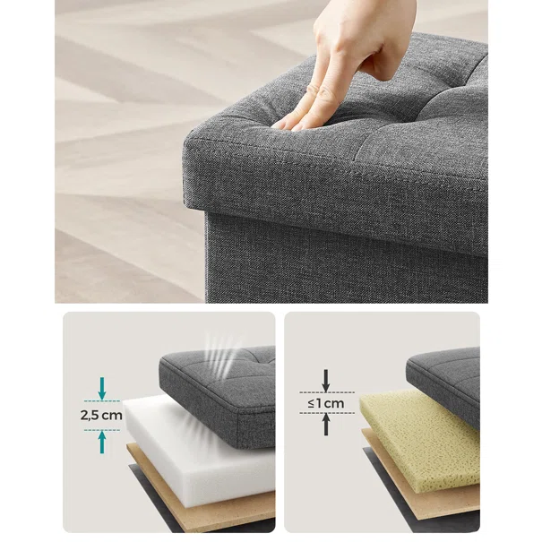 Σκαμπό Με Αποθηκευτικό Χώρο (41x31x31) Songmics LSF102G01