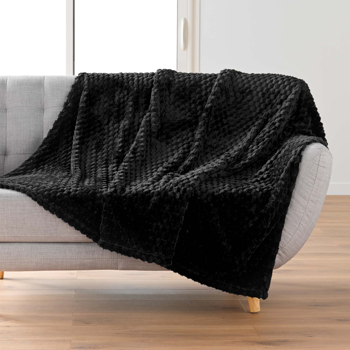 Κουβέρτα Καναπέ Fleece (125x150) L-C Mini Frosty Noir 1612810