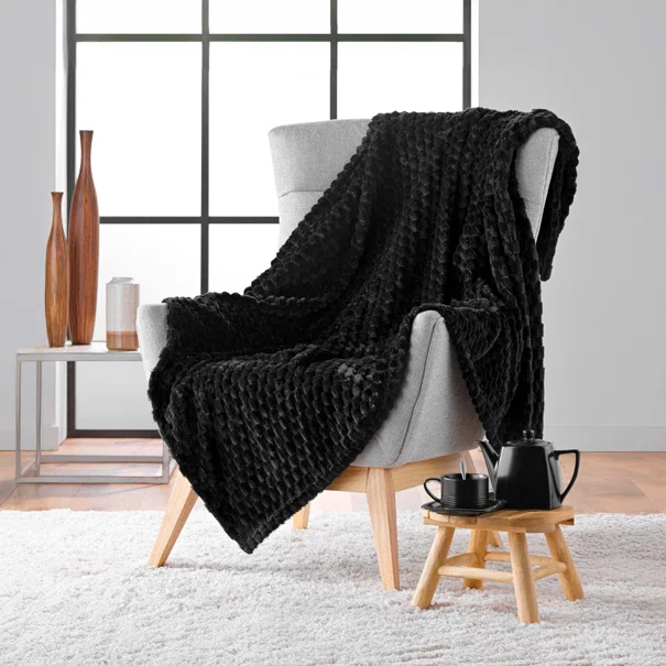 Κουβέρτα Καναπέ Fleece (125x150) L-C Mini Frosty Noir 1612810