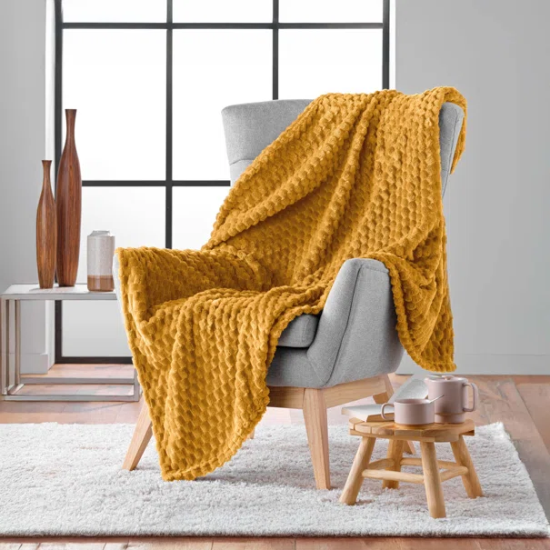 Κουβέρτα Καναπέ Fleece (125x150) L-C Mini Frosty Ocre 1612817