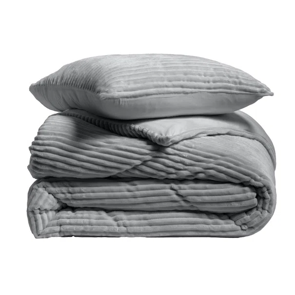 Παπλωματοθήκη Fleece Υπέρδιπλη (240x220) + Διακοσμητικές Μαξιλαροθήκες L-C Veloutea Anthracite 1645196