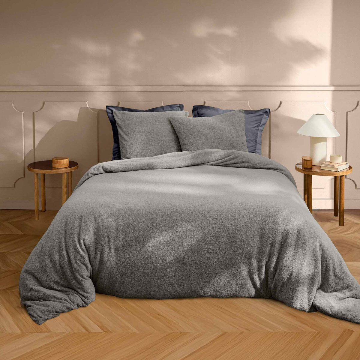 Παπλωματοθήκη Fleece Υπέρδιπλη (220x240) + Διακοσμητικές Μαξιλαροθήκες L-C Helena Anthracite 1645200