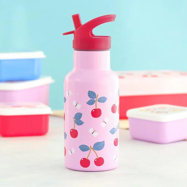 Παγούρι - Θερμός 350ml Με Καλαμάκι Α Little Lovely Company Cherries DBSSCH88