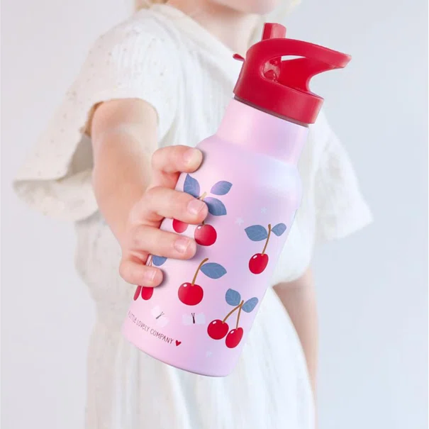 Παγούρι - Θερμός 350ml Με Καλαμάκι Α Little Lovely Company Cherries DBSSCH88