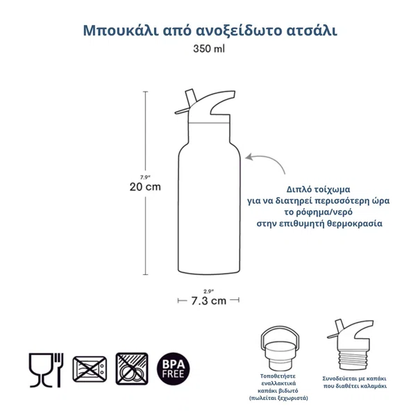 Παγούρι - Θερμός 350ml Με Καλαμάκι Α Little Lovely Company Unicorn Dreams DBSSUD77
