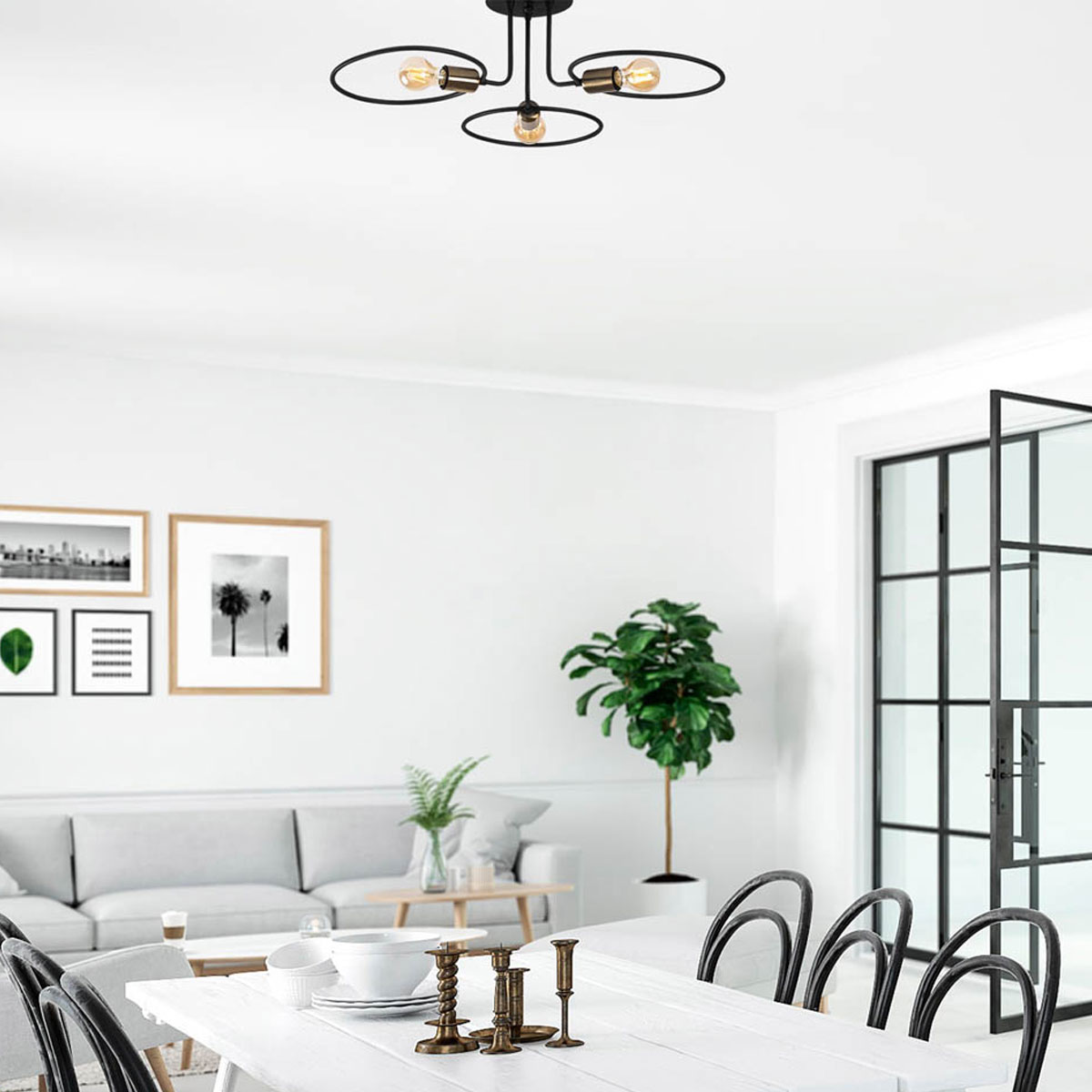 Φωτιστικό Οροφής Τρίφωτο A-G Circle 584TTM1294 Black