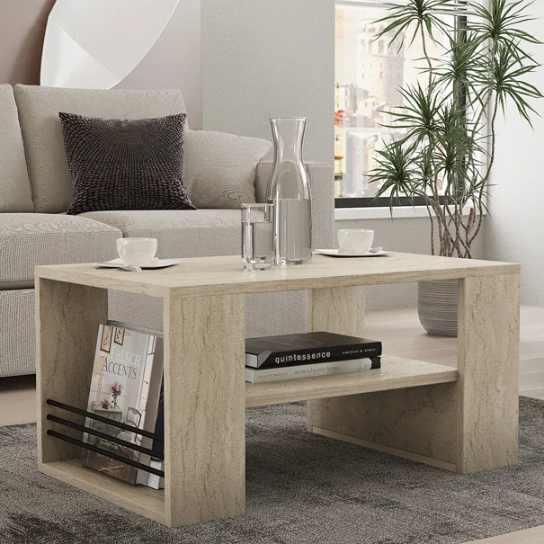 Τραπέζι Σαλονιού Με 3 Ράφια (80x50x40) A-G Iris 495SSE2113 Marble