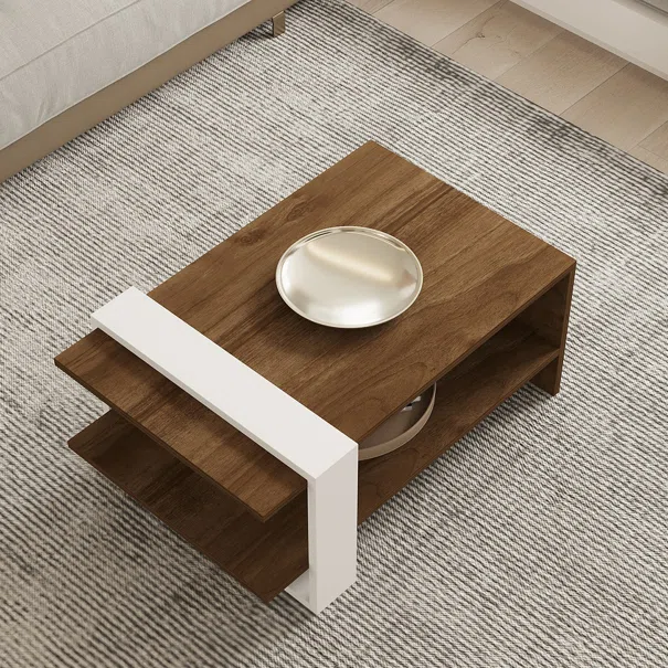 Τραπέζι Σαλονιού Με Ράφι (80x50x35) A-G Gaye 835PUQ2816 Walnut/White