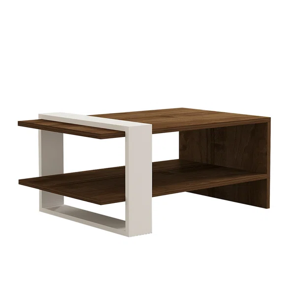 Τραπέζι Σαλονιού Με Ράφι (80x50x35) A-G Gaye 835PUQ2816 Walnut/White