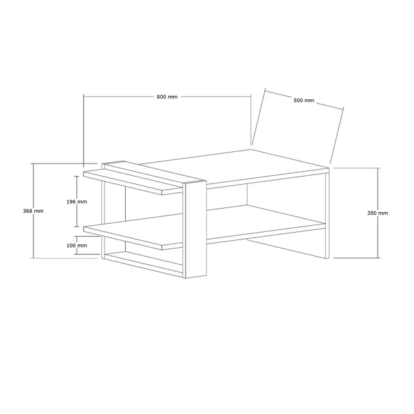 Τραπέζι Σαλονιού Με Ράφι (80x50x35) A-G Gaye 835PUQ2816 Walnut/White