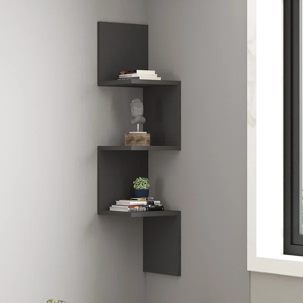 Γωνιακή Βιβλιοθήκη Τοίχου 3 Θέσεων (25x25x105.4) A-G Zikzak 835PUQ1669 Anthracite