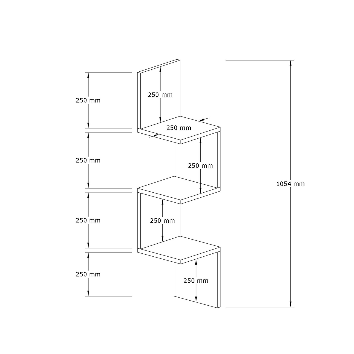 Γωνιακή Βιβλιοθήκη Τοίχου 3 Θέσεων (25X25X105 4) A-G Zikzak 835Puq1634 Walnut Έπιπλα Βιβλιοθήκες - Ραφιέρες Μοντέρνες Spitishop