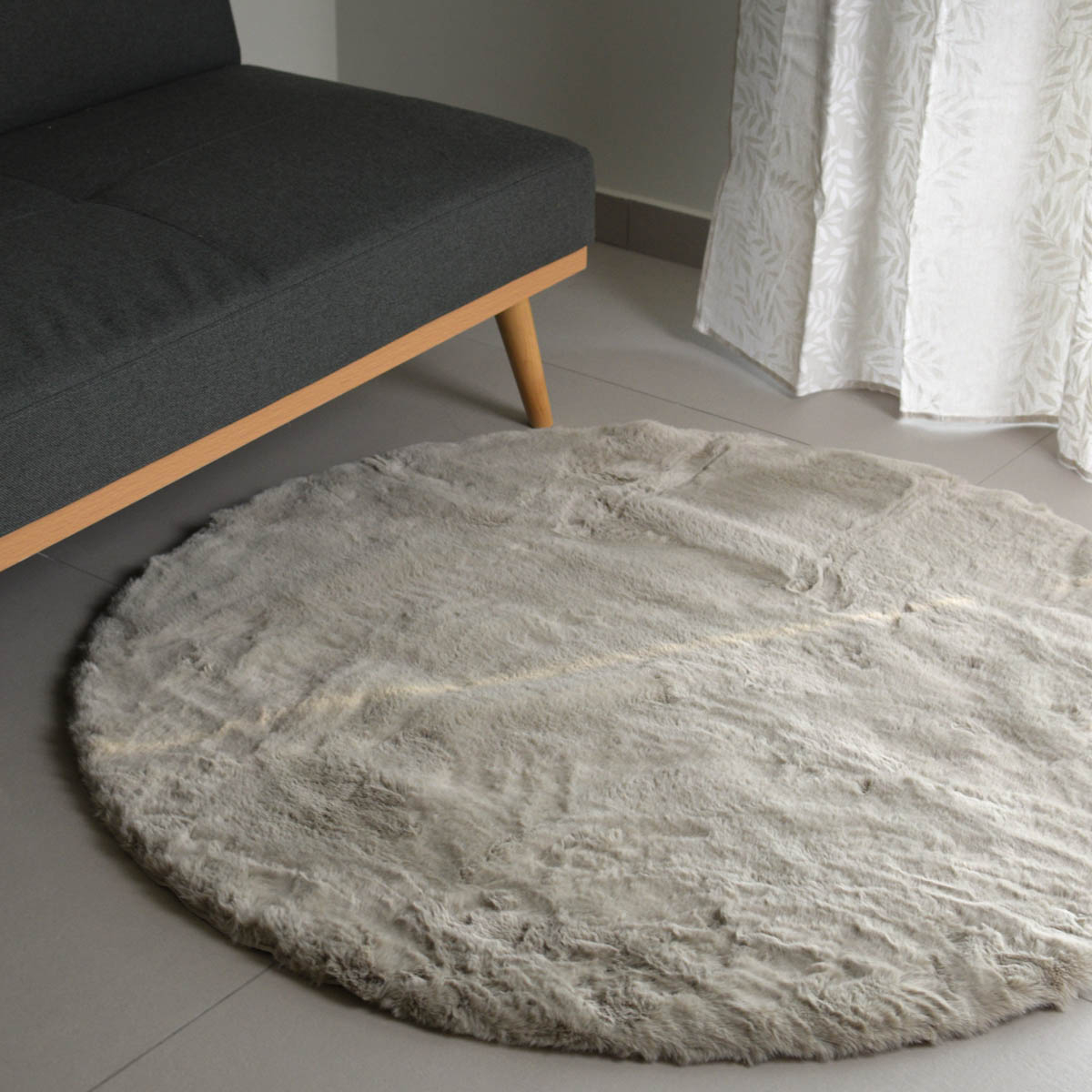 Στρογγυλό Xαλί Γούνινο (Φ120) Ravelia Fluffy Taupe