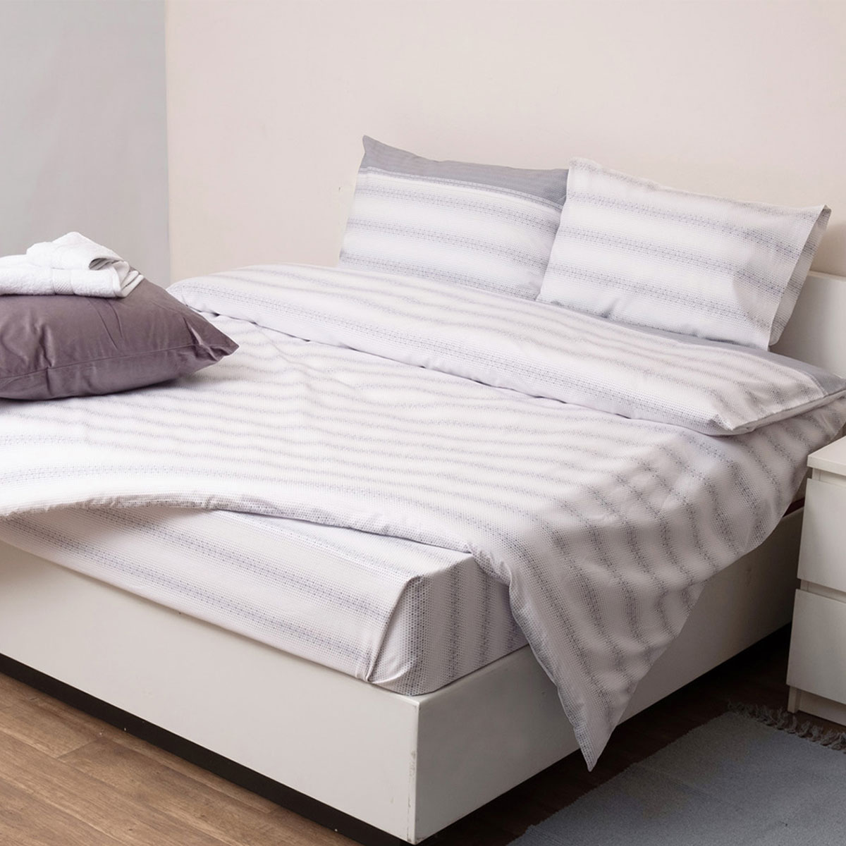 Κουβερλί Υπέρδιπλο (Σετ 220x240) 2 Όψεων Anna Riska Premium 5011 Grey