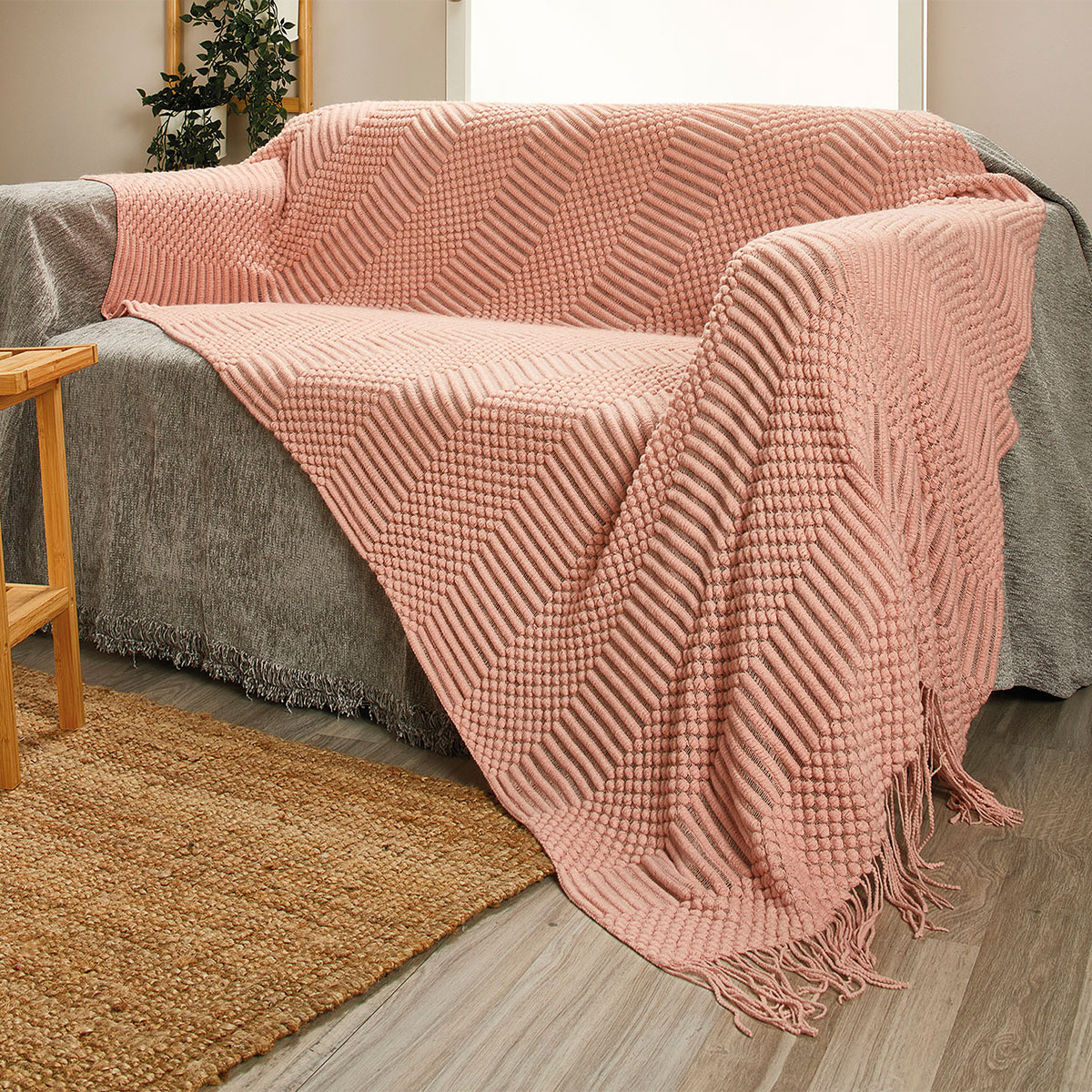 Ριχτάρι Καναπέ Διθέσιου Fleece (130x230) Whitegg KB135/1 Salmon