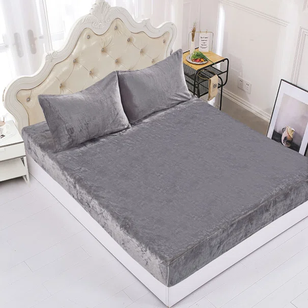 Σεντόνι Fleece Υπέρδιπλο Με Λάστιχο + Μαξιλαροθήκες (Σετ) Silk Fashion Light Grey