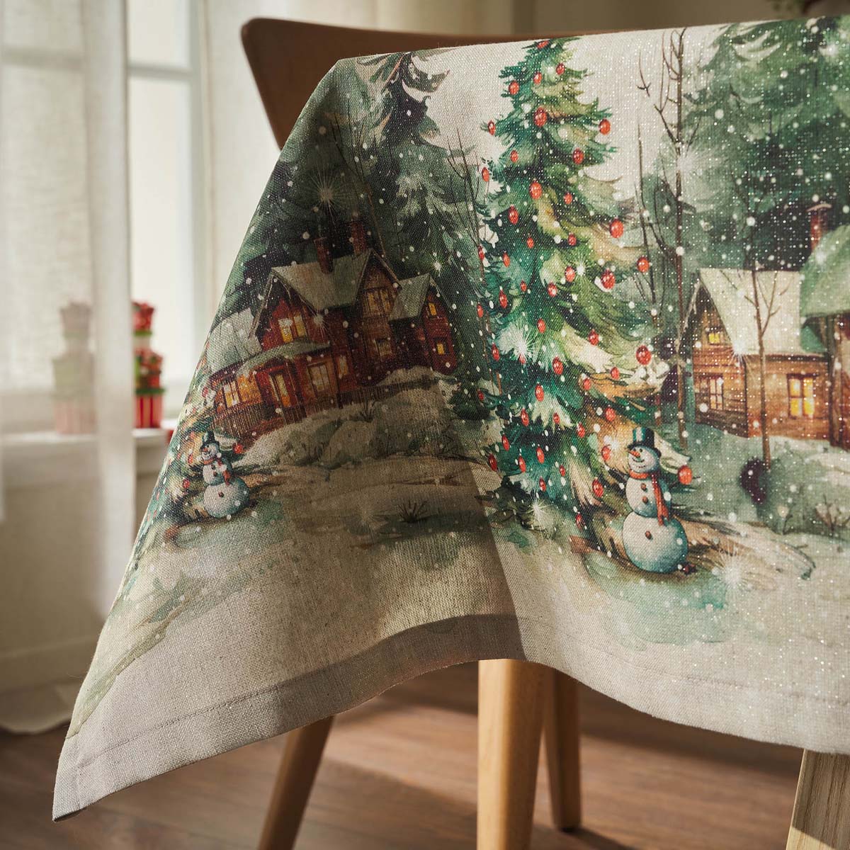 Χριστουγεννιάτικο Τραπεζομάντηλο (135X135) Gofis Home Xmas 205 Χριστουγεννιάτικα Τραπεζομάντηλα Spitishop
