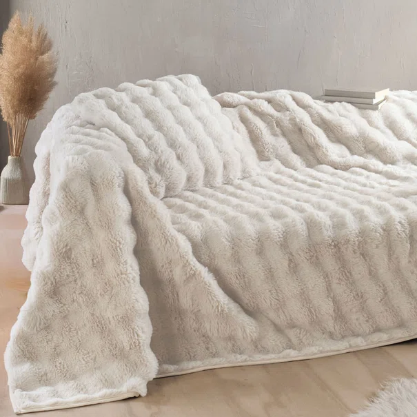Γούνινη Κουβέρτα Καναπέ (130x180) Rythmos Rabbit Beige