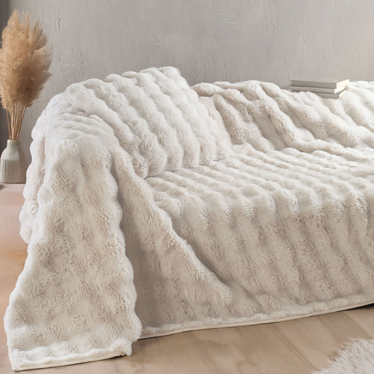 Ριχτάρι Καναπέ Διθέσιου Γούνινο (180X240) Rythmos Rabbit Beige Λευκά Είδη Σαλονιού Ριχτάρια Γούνινα Spitishop