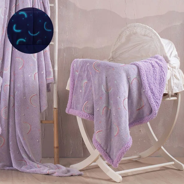 Φωσφοριζέ Κουβέρτα Fleece Αγκαλιάς Με Γουνάκι (80x110) Rythmos Nelie