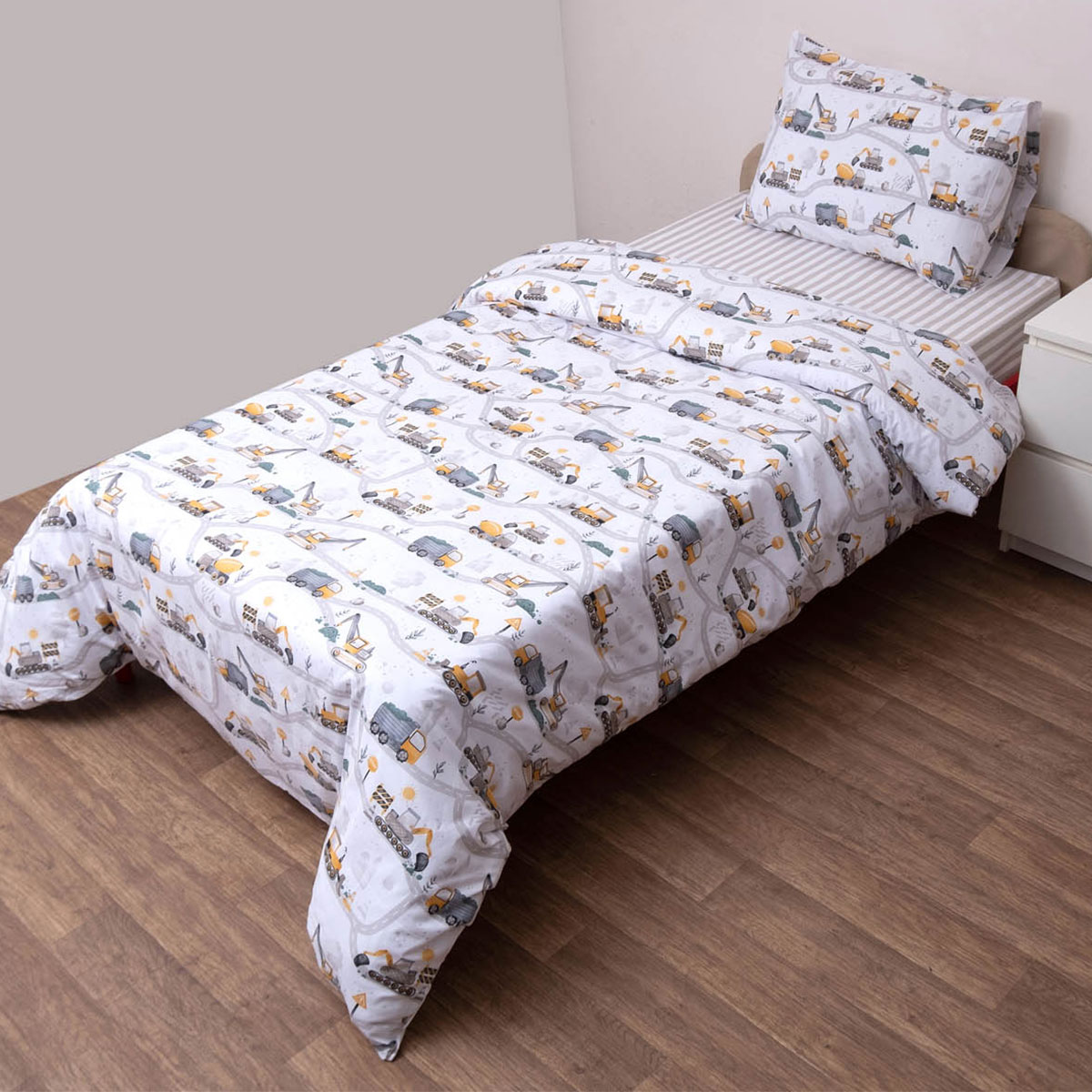 Παπλωματοθήκη Μονή (Σετ 160X240) 2 Όψεων Viopros Kids Τρακ Παιδικά Λευκά Είδη 'Υπνου Παπλωματοθήκες Παιδικές για Αγόρια Spitishop