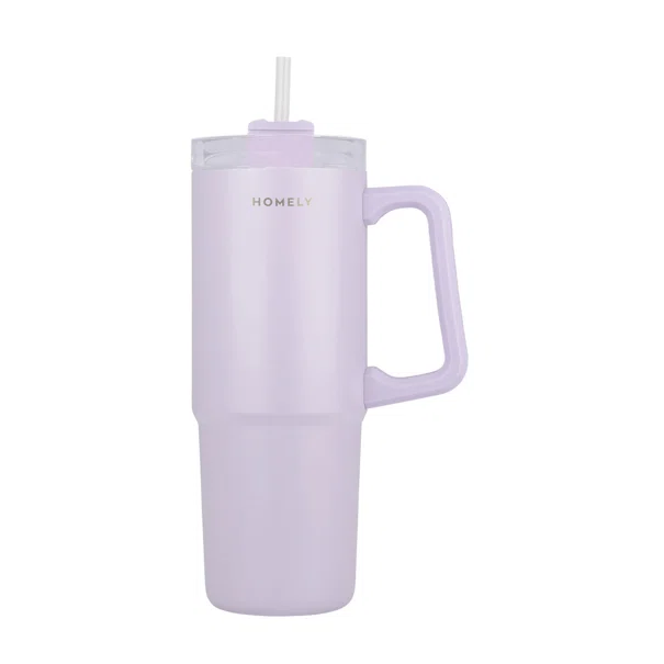 Κούπα Θερμός Με Λαβή & Καλαμάκι 900ml Homely Tumbler Lavender Fog 01-34528