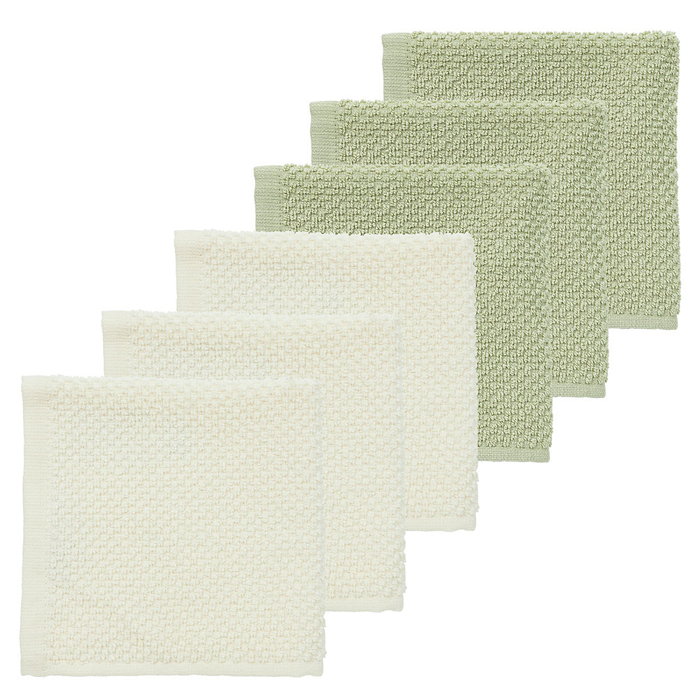 Λαβέτες Ώμου (Σετ 6τμχ) Meyco Popcorn Natural/Soft Olive