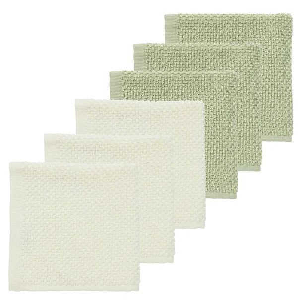 Λαβέτες Ώμου (Σετ 6τμχ) Meyco Popcorn Natural/Soft Olive