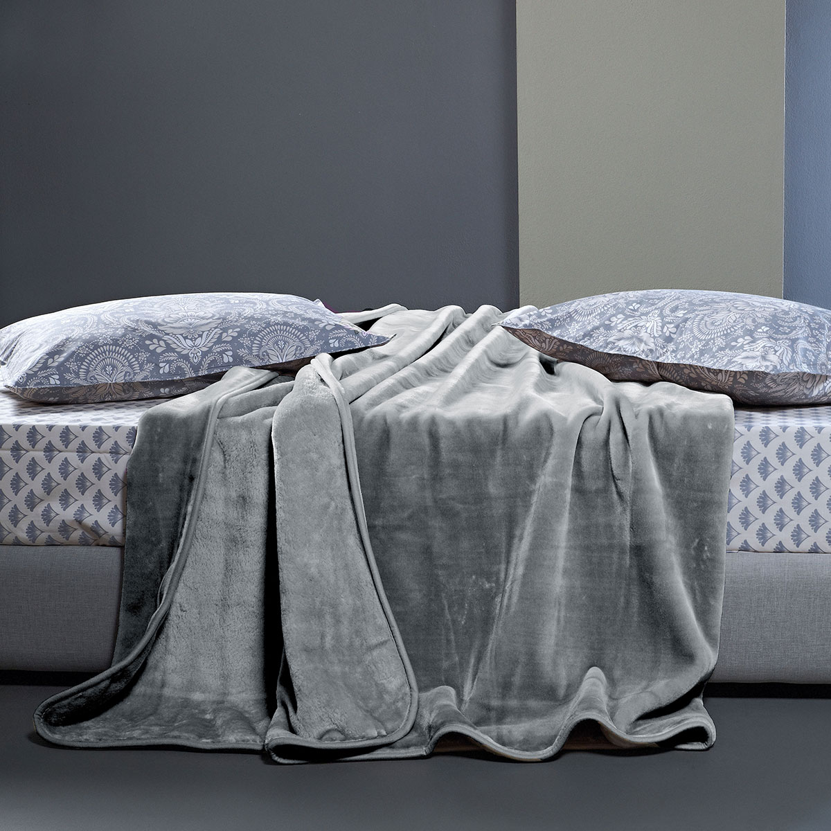 Κουβέρτα Βελουτέ King Size (260x240) Kentia Loft Notte 22 Light Grey