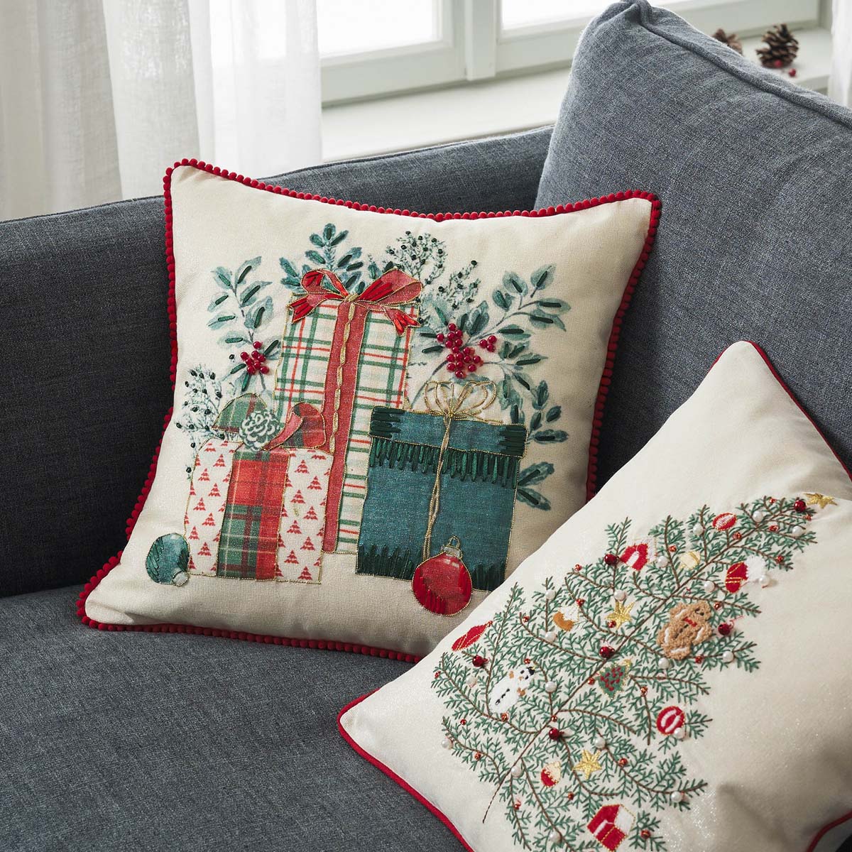 Χριστουγεννιάτικη Μαξιλαροθήκη (43X43) Gofis Home Xmas 341 Προτάσεις Δώρων Χριστουγεννιάτικα Δώρα Spitishop