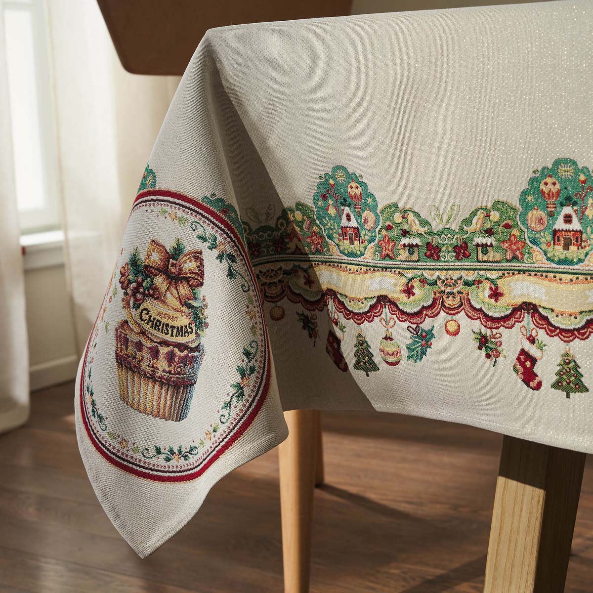 Χριστουγεννιάτικο Τραπεζομάντηλο (135X220) Gofis Home Xmas 212 Χριστουγεννιάτικα Τραπεζομάντηλα Spitishop