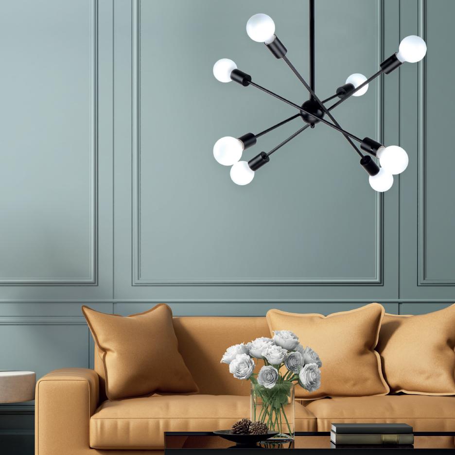 Φωτιστικό Οροφής Πολύφωτο Homelighting Gwen 77-8092 Black