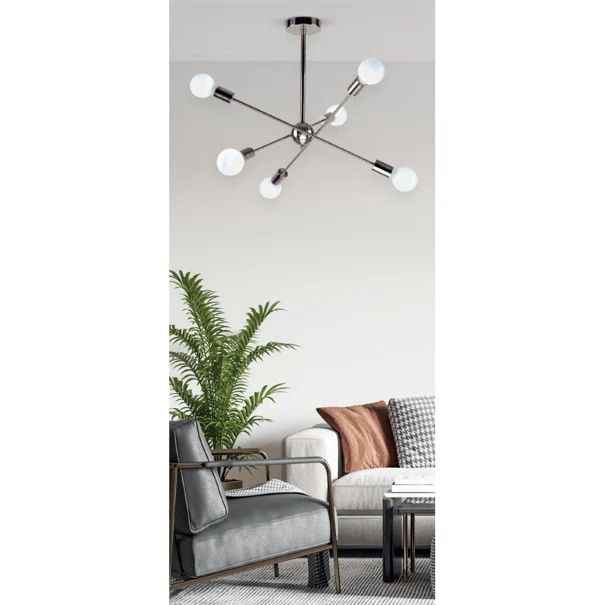 Φωτιστικό Οροφής Πολύφωτο Homelighting Gwen 77-8095 Nickel