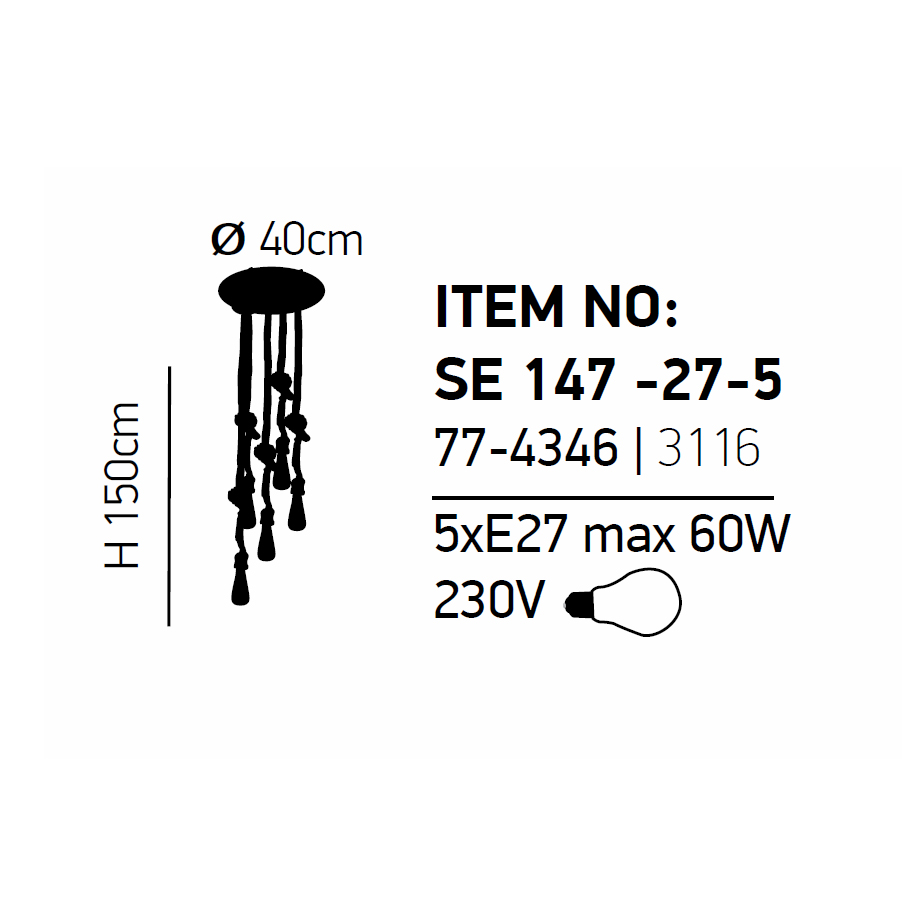 Φωτιστικό Οροφής Πολύφωτο Homelighting Maya 77-4346 Black Φωτιστικά Κρεμαστά Τραπεζαρίας Spitishop