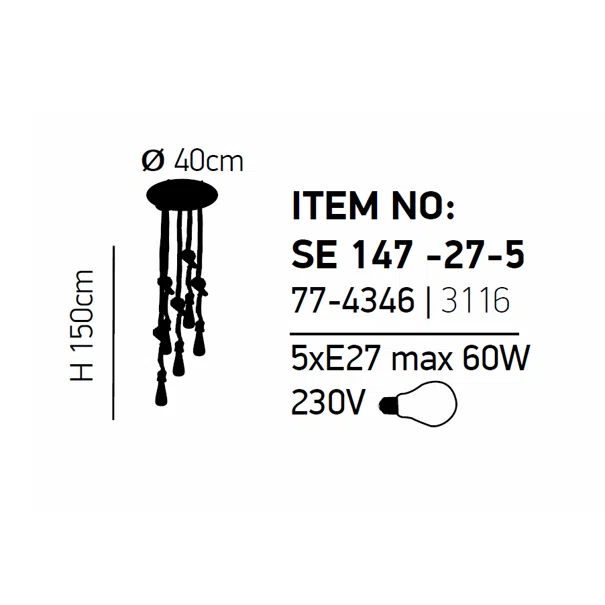 Φωτιστικό Οροφής Πολύφωτο Homelighting Maya 77-4346 Black