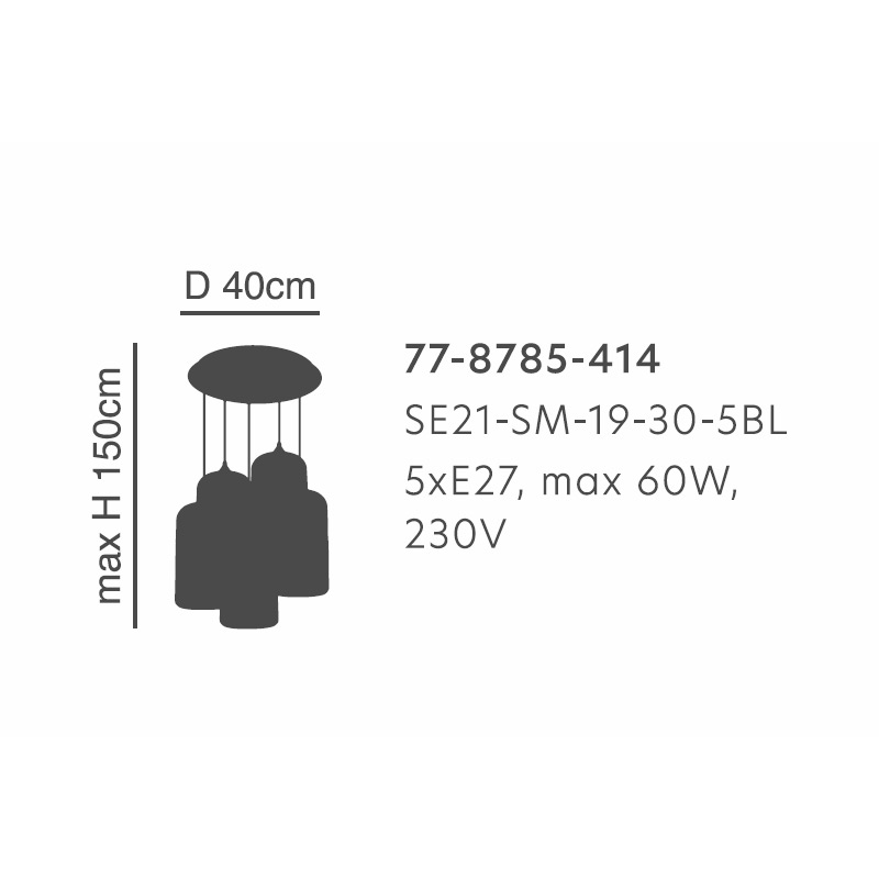 Φωτιστικό Οροφής Πολύφωτο Homelighting Feint 77-8785 Smoked Glass Φωτιστικά Κρεμαστά Τραπεζαρίας Spitishop