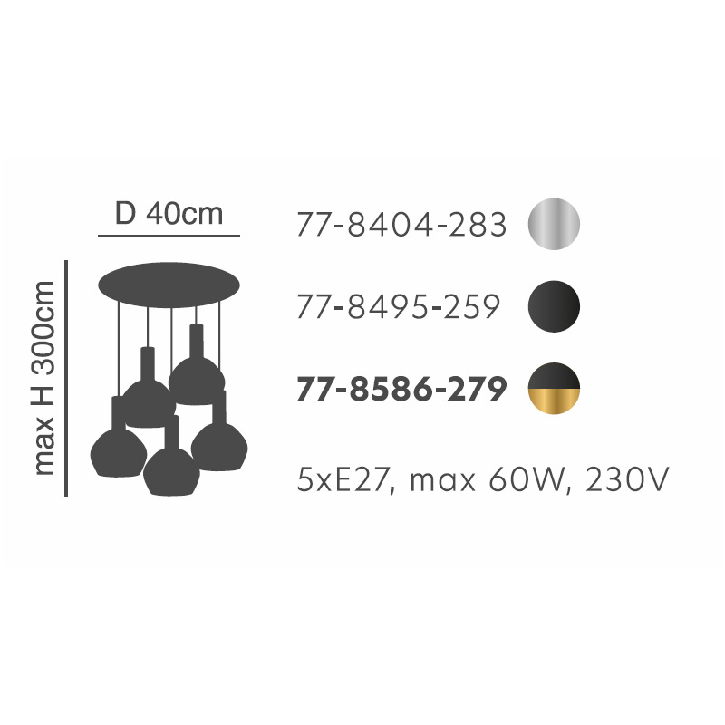 Φωτιστικό Οροφής Πολύφωτο Homelighting 77-8495 Black White Φωτιστικά Κρεμαστά Τραπεζαρίας Spitishop