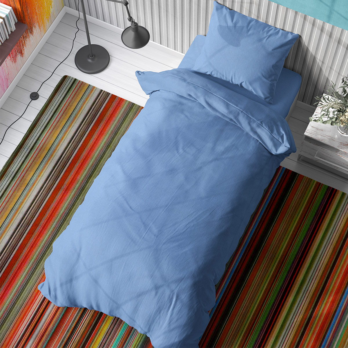Σεντόνι Μονό Επίπεδο + Μαξιλαροθήκη (Σετ) Dimcol Solid Sky Blue 498