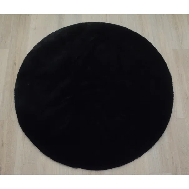 Στρογγυλό Χαλί Γούνινο (Φ160) New Plan Puffy FC9 Black