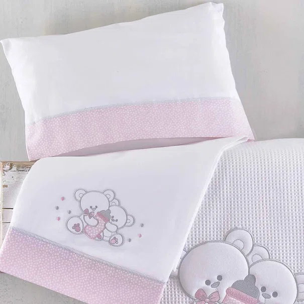 Σεντόνια Κούνιας (Σετ) Rythmos Cuddles Pink 585