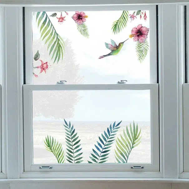 Αυτοκόλλητα Παραθύρου Διπλής Όψης Ango Tropical Flowers 64017