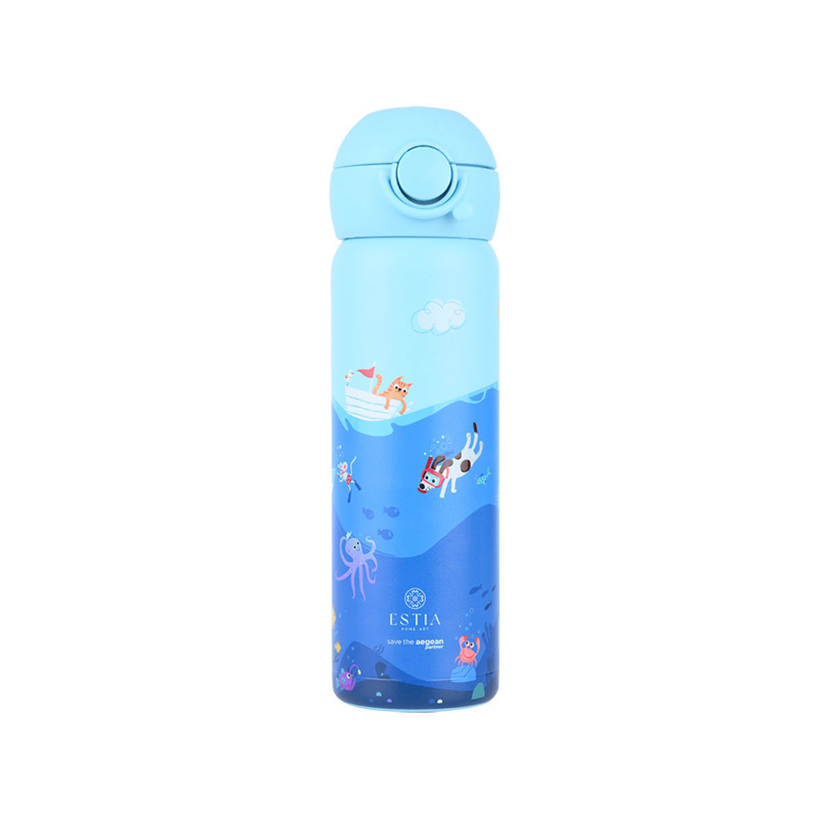 Παγούρι - Θερμός 500ml Με Καλαμάκι Estia Save The Aegean Ocean Play 01-33101