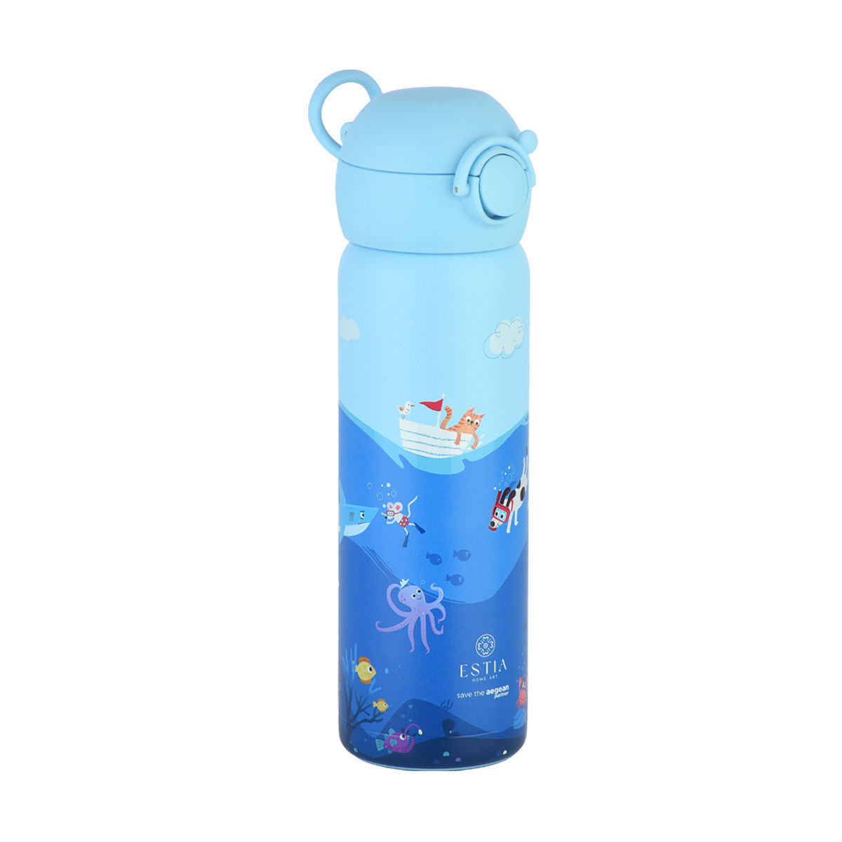 Παγούρι - Θερμός 500ml Με Καλαμάκι Estia Save The Aegean Ocean Play 01-33101