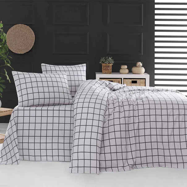 Φανελένια Σεντόνια Υπέρδιπλα (Σετ) Rythmos Squares Grey