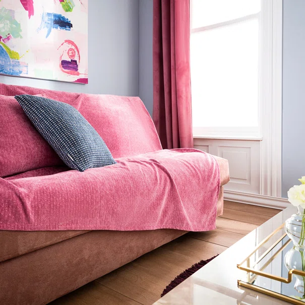 Ριχτάρι Πολυθρόνας Βελουτέ (180x180) Gofis Home Valley Funky Pink 421/23