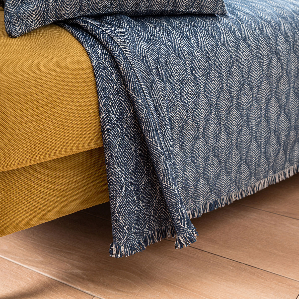 Ριχτάρι Πολυθρόνας (180X180) Gofis Home Peacock Royal Blue 935 01 Λευκά Είδη Σαλονιού Ριχτάρια Καναπέ Χειμερινά Spitishop