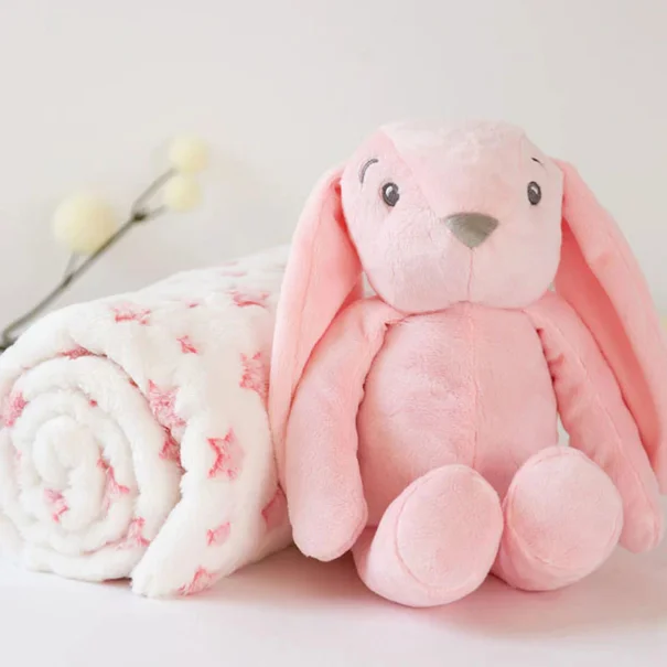 Κουβέρτα Fleece Αγκαλιάς (100x100) + Λούτρινο Kiokids 5846 Ροζ